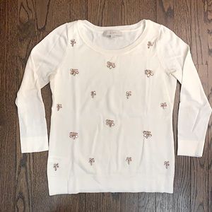 LOFT white beaded sweater